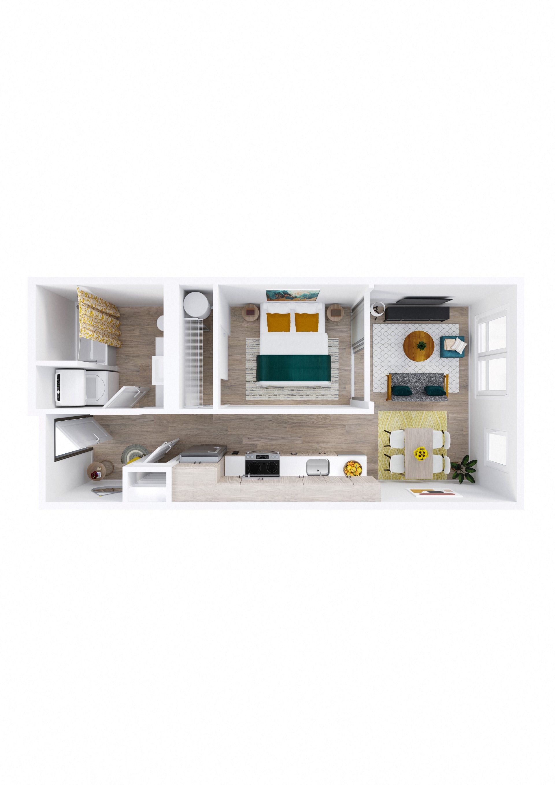 a modern house with a living room and a dining room